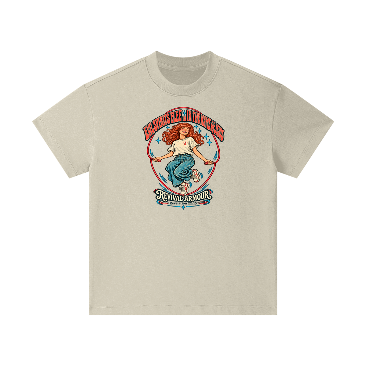 EVIL SPIRITS FLEE IN THE NAME OF JESUS REVIVAL ARMOUR *Revelation 22:15* Kids T-Shirt