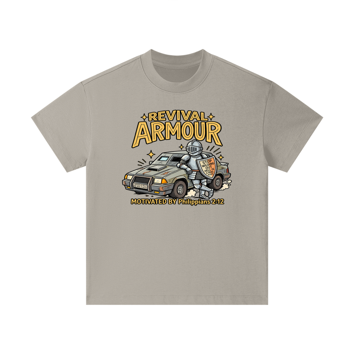 REVIVAL ARMOUR HEAVEN & HELL ARE REAL PLACES STOP WILDING OUT HELL IS A REAL PLACE MOTIVATED BY Philippians 2:12 Kids T-Shirt