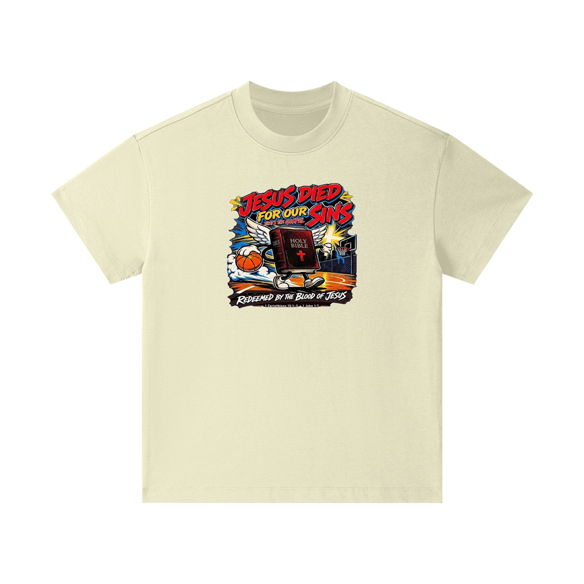 Jesus died for our sins that's the gospel redeemed by the blood of Jesus 1 Corinthians 15:1-3 . 1 John 1:7 Kids T-Shirt