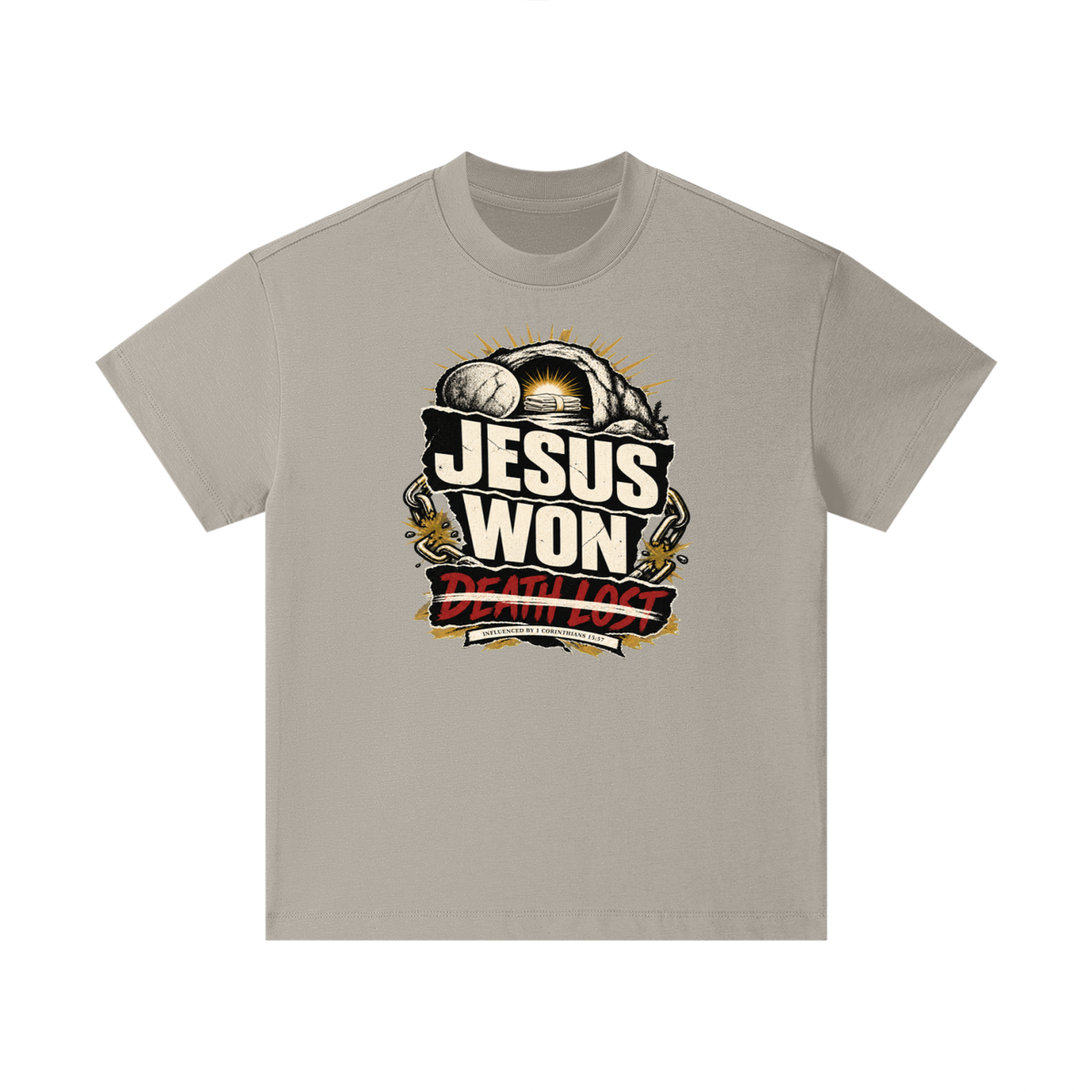 JESUS WON DEATH LOST INFLUENCED BY 1 CORINTHIANS 15:57 Kids T-Shirt