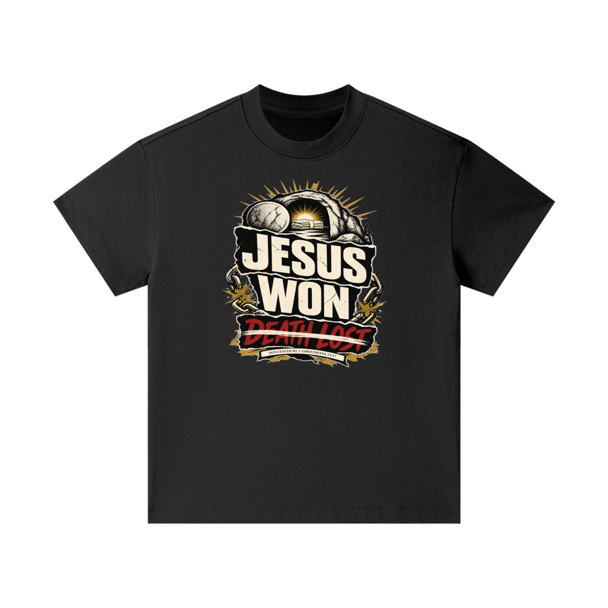 JESUS WON DEATH LOST INFLUENCED BY 1 CORINTHIANS 15:57 Kids T-Shirt