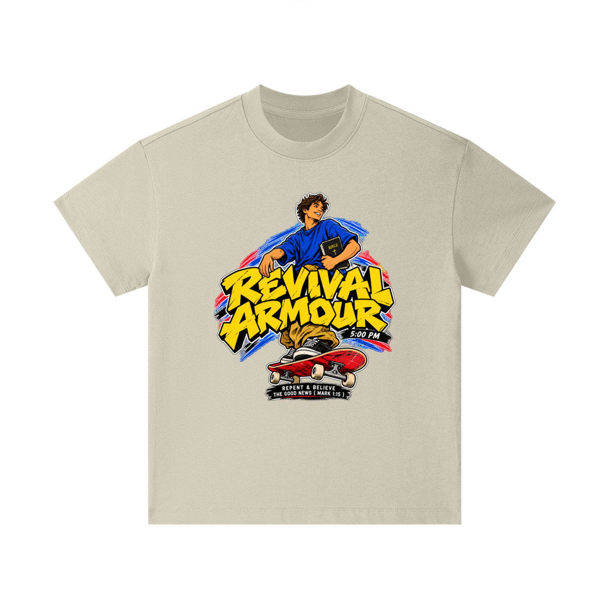 REVIVAL ARMOUR 5:00PM REPENT & BELIEVE THE GOOD NEWS ( MARK 1:15 ) Kids T-Shirt