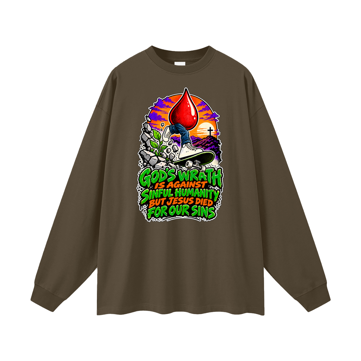 GOD'S WRATH IS AGAINST SINFUL HUMANITY BUT JESUS DIED FOR OUR SINS Long Sleeve T-Shirt