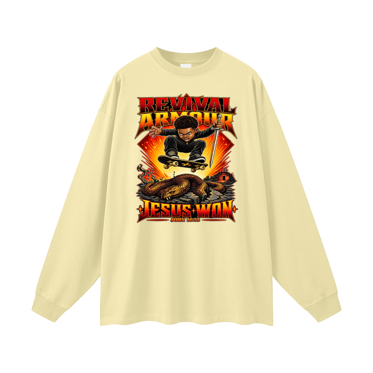 REVIVAL ARMOUR JESUS * WON - JOHN 16:33 - Long Sleeve T-Shirt