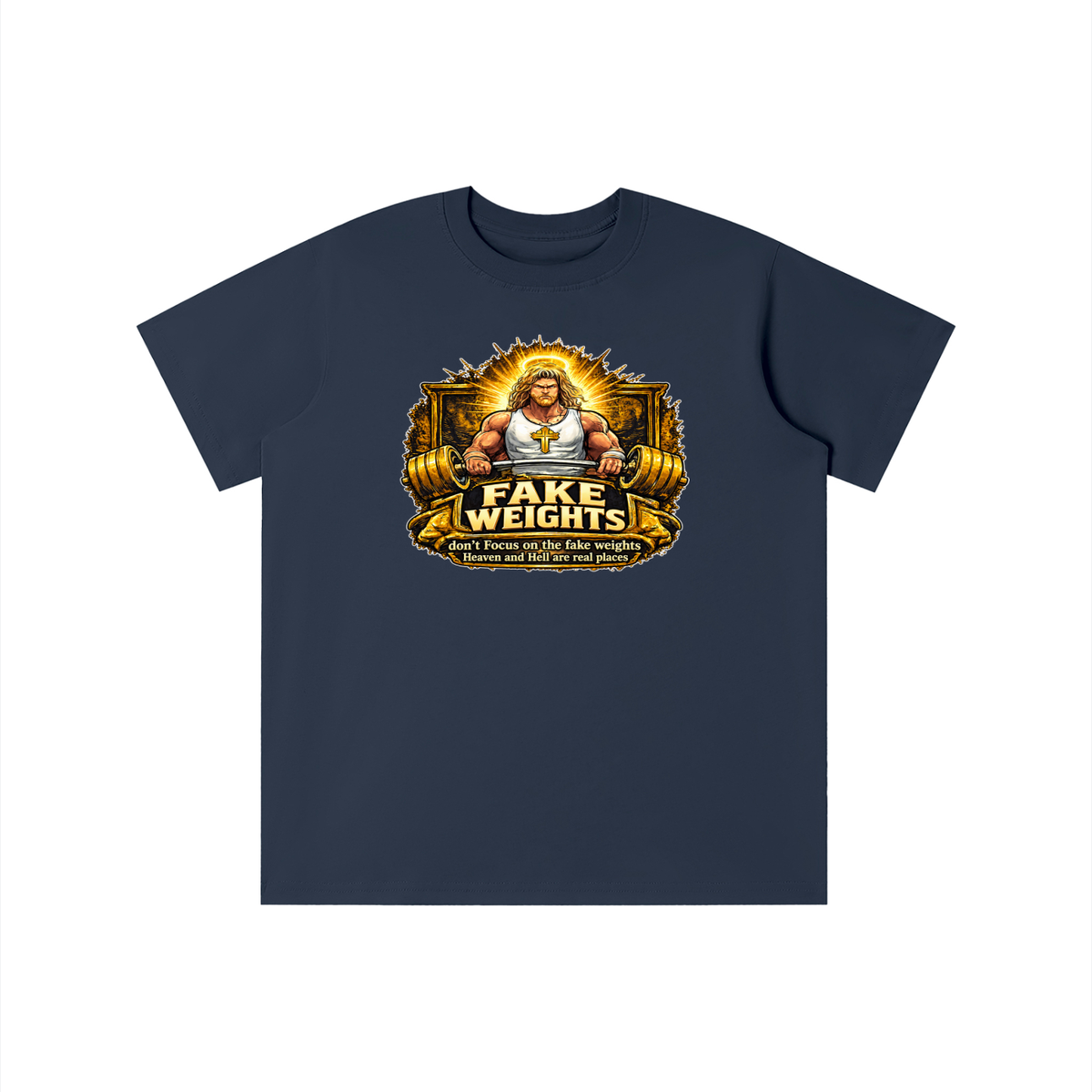 FAKE WEIGHTS don't Focus on the fake weights Heaven and Hell are real places youth T-shirt