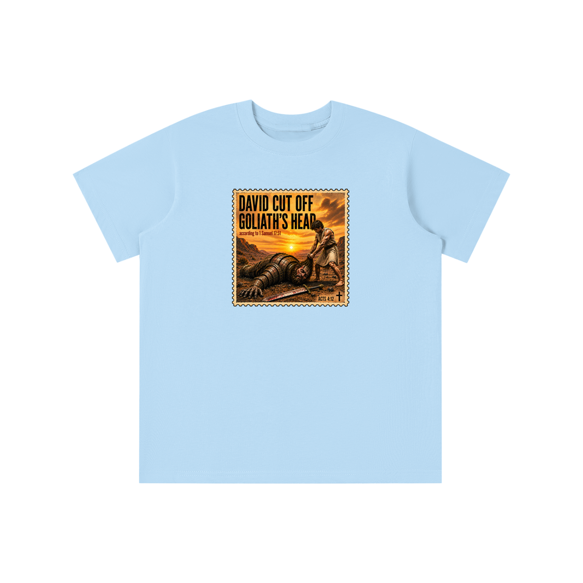 David cut off Goliath's head according to 1 Samuel 17:51 youth T-shirt