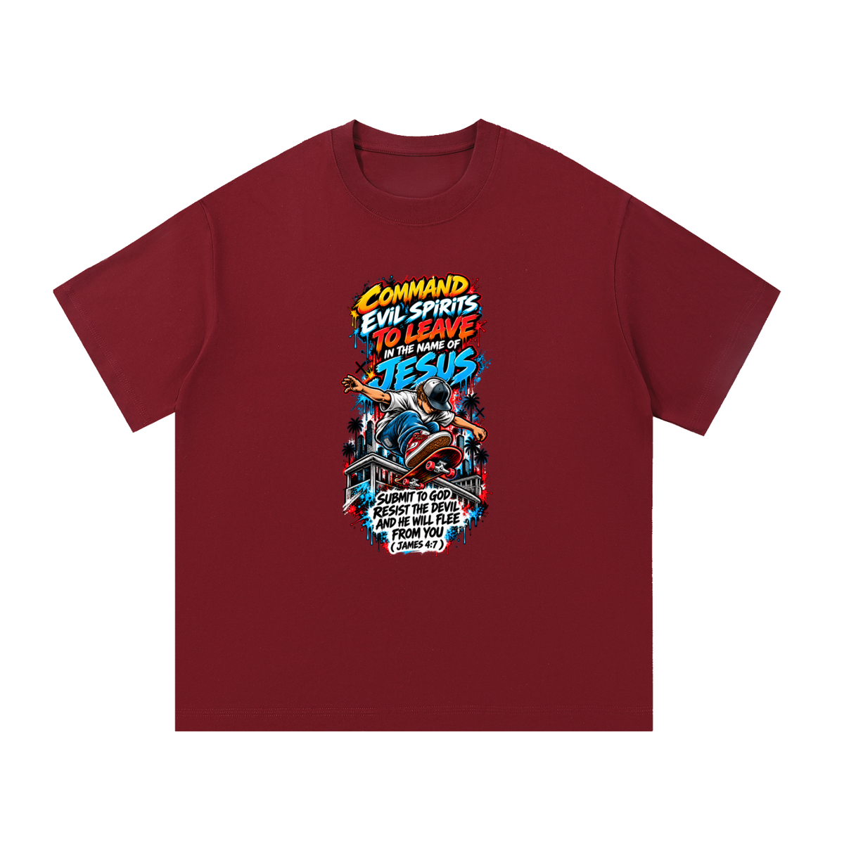 COMMAND EVIL SPIRITS TO LEAVE IN THE NAME OF JESUS SUBMIT TO GOD RESIST THE DEVIL AND HE WILL FLEE FROM YOU ( JAMES 4:7 )T-Shirt