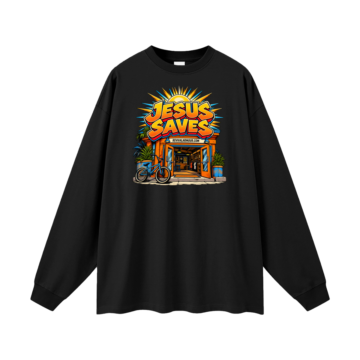 JESUS SAVES REVIVALARMOUR.COM Long Sleeve T-Shirt