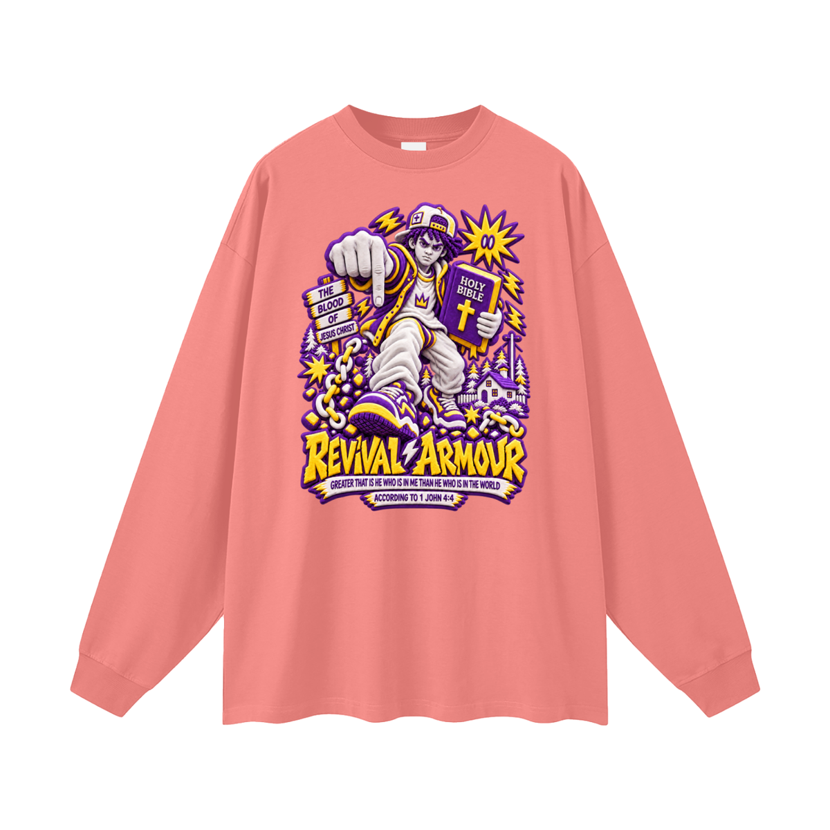 GREATER THAT IS HE WHO IS IN ME THAN WHO IS IN THE WORLD ACCORDING TO 1 JOHN 4:4 Long Sleeve T-Shirt
