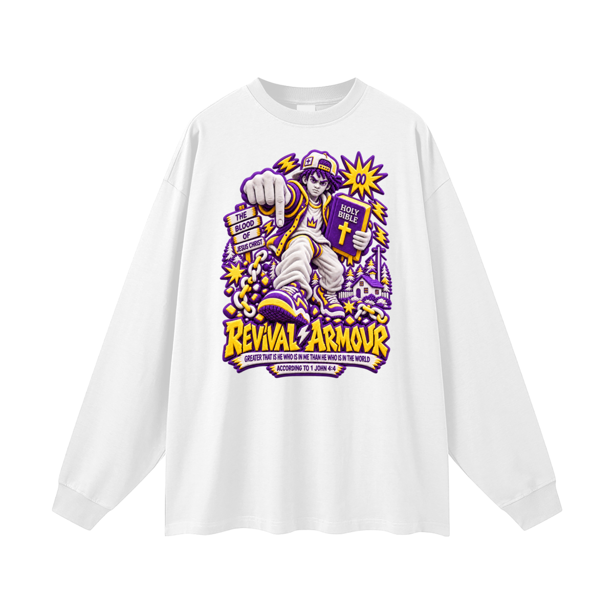 GREATER THAT IS HE WHO IS IN ME THAN WHO IS IN THE WORLD ACCORDING TO 1 JOHN 4:4 Long Sleeve T-Shirt