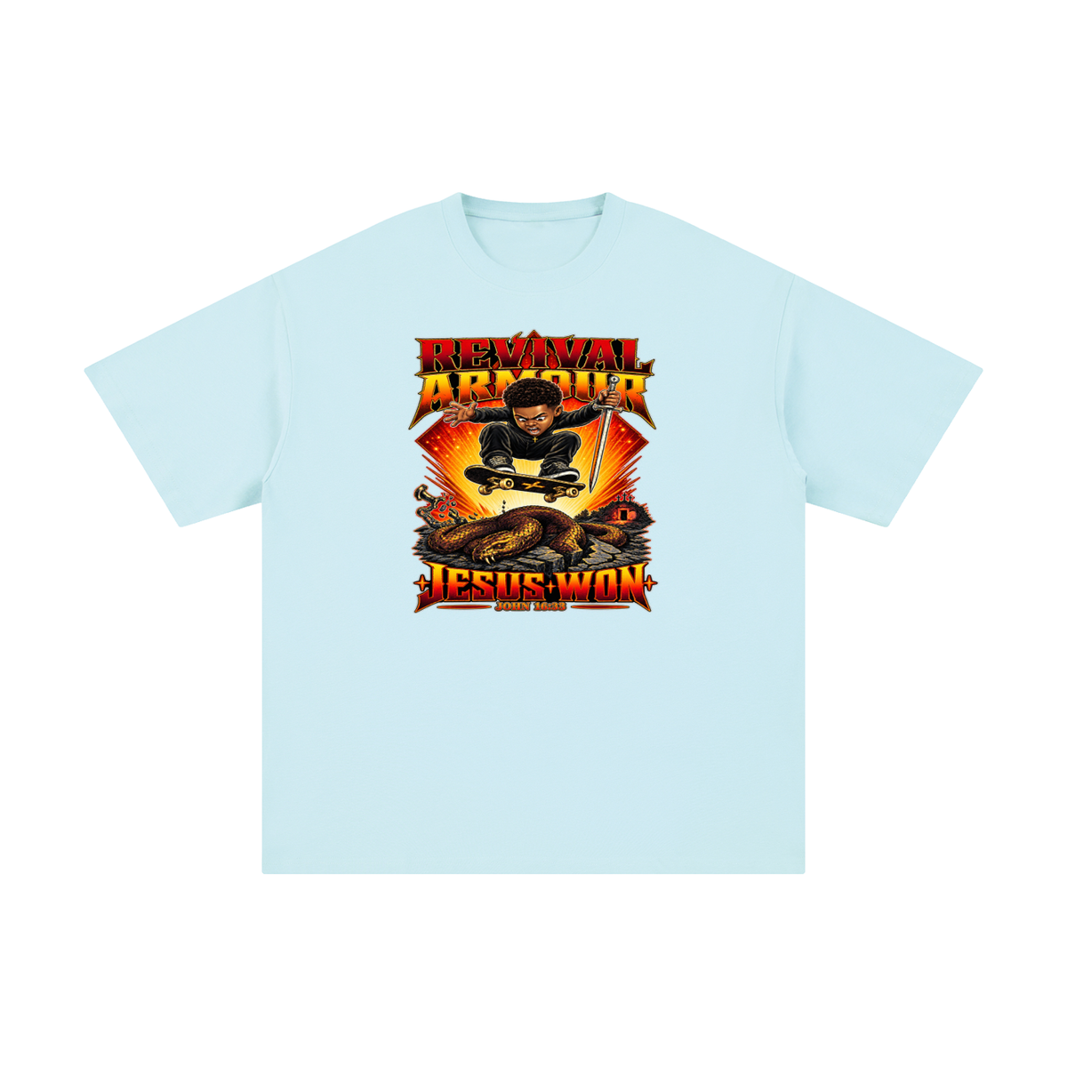 REVIVAL ARMOUR JESUS * WON - JOHN 16:33 - T-Shirt