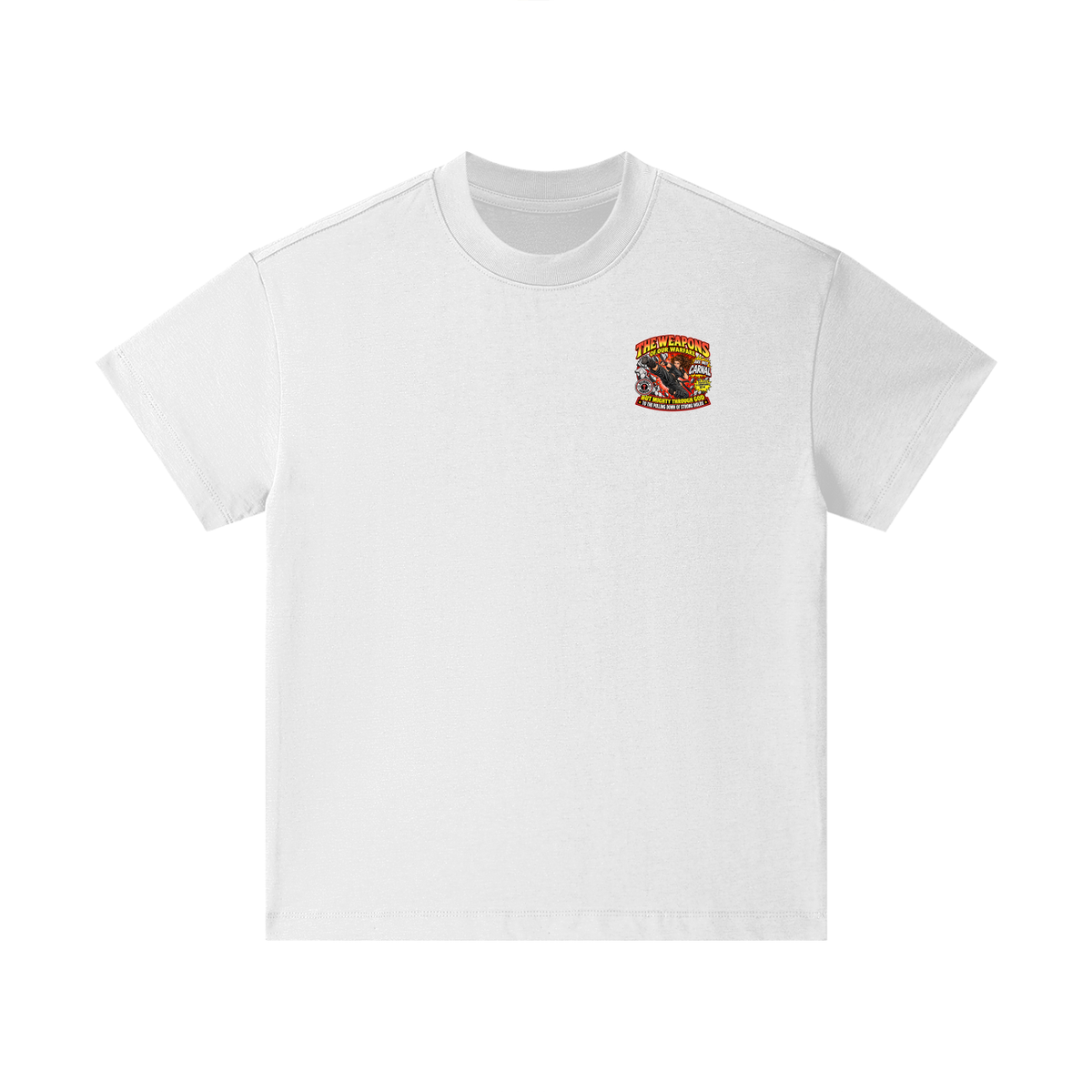 THE WEAPONS OF OUR WARFARE ARE NOT CARNAL INSPIRED BY 2 CORINTHIANS 10:4 BUT MIGHTY THROUGH GOD TO THE PULLING DOWN OF STRONG HOLDS REVIVAL ARMOUR Kids T-Shirt