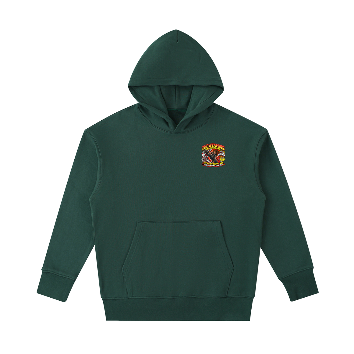 THE WEAPONS OF OUR WARFARE ARE NOT CARNAL INSPIRED BY 2 CORINTHIANS 10:4 BUT MIGHTY THROUGH GOD TO THE PULLING DOWN OF STRONG HOLDS REVIVAL ARMOUR Hoodie