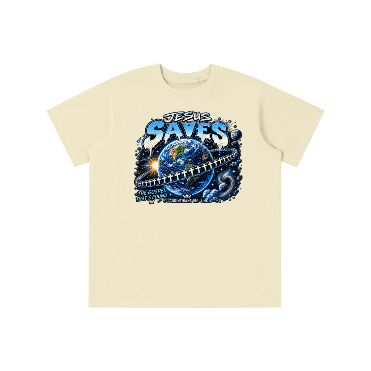 JESUS SAVES THE GOSPEL THAT'S FOUND IN 1 CORINTHIANS 15:1-4 NKJV youth T-shirt