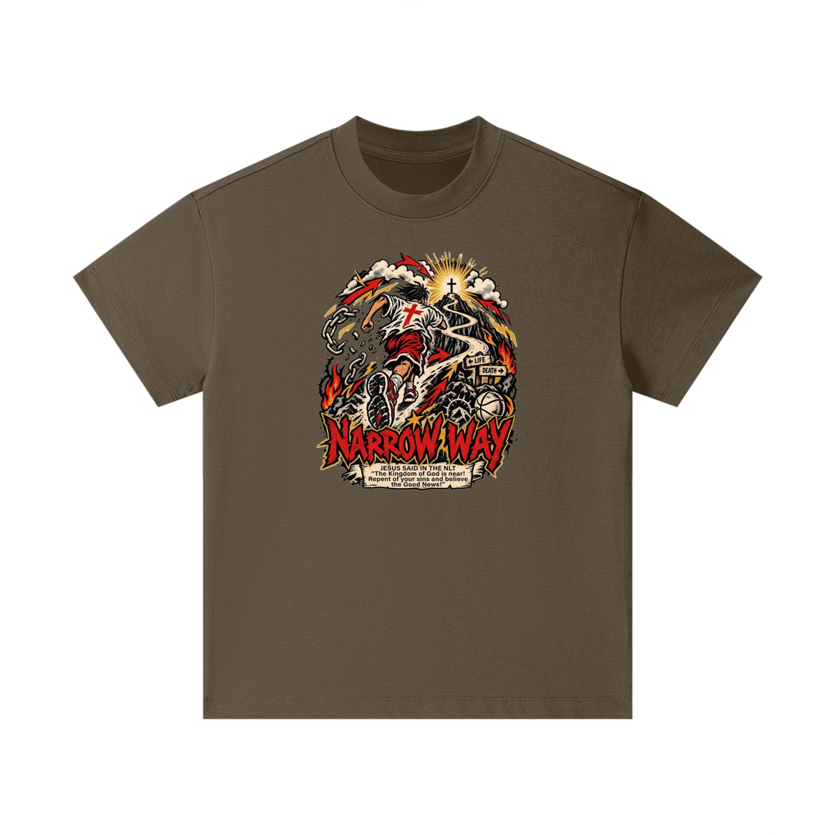 NARROW WAY JESUS SAID IN NLT "The kingdom of God is near! Repent of your sins and believe the Good News!" Kids T-Shirt