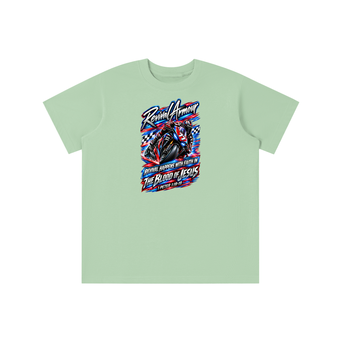 REVIVAL ARMOUR REVIVAL HAPPENS WITH FAITH IN THE BLOOD OF JESUS 1 PETER 1:18-19 youth T-shirt