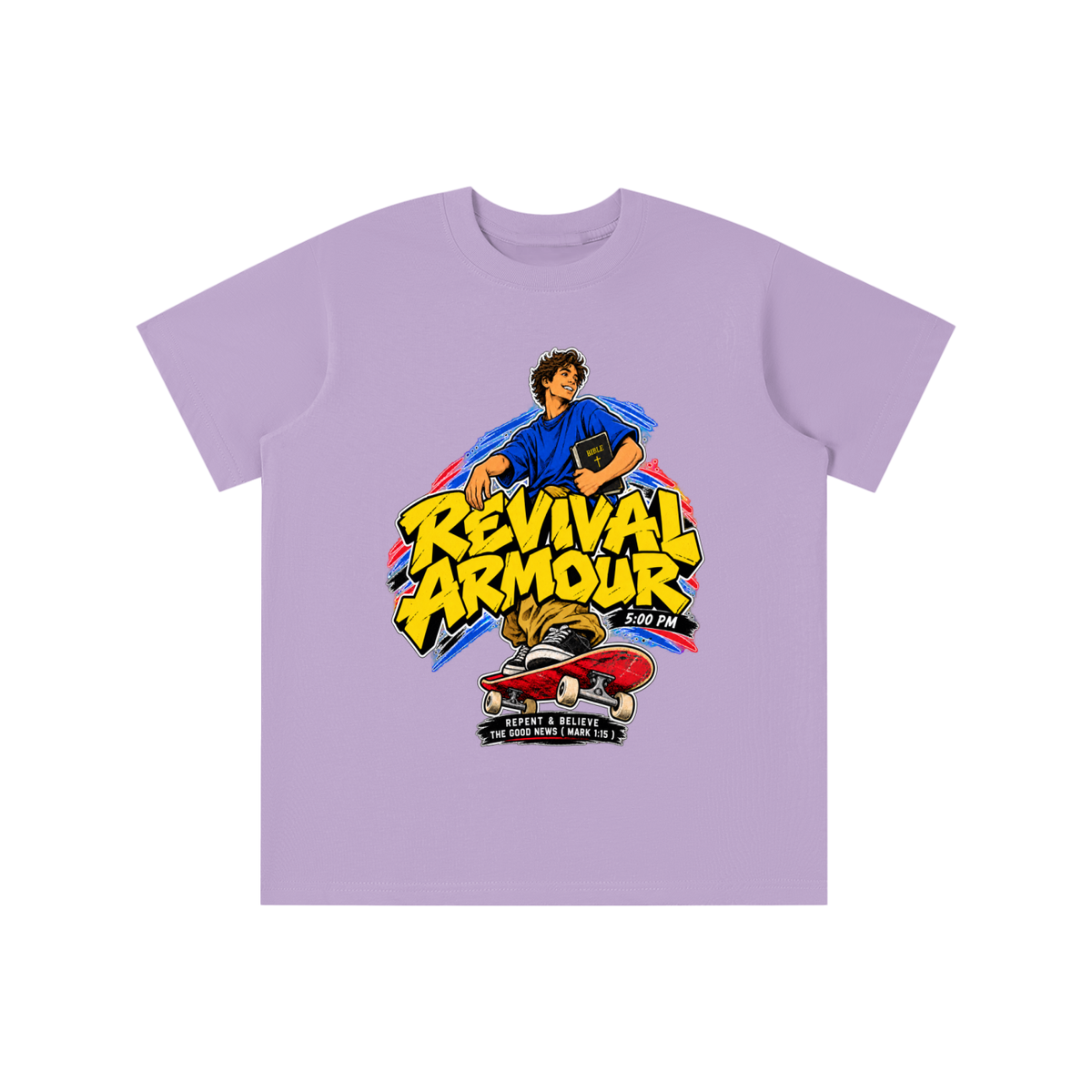 REVIVAL ARMOUR 5:00PM REPENT & BELIEVE THE GOOD NEWS ( MARK 1:15 ) youth T-shirt