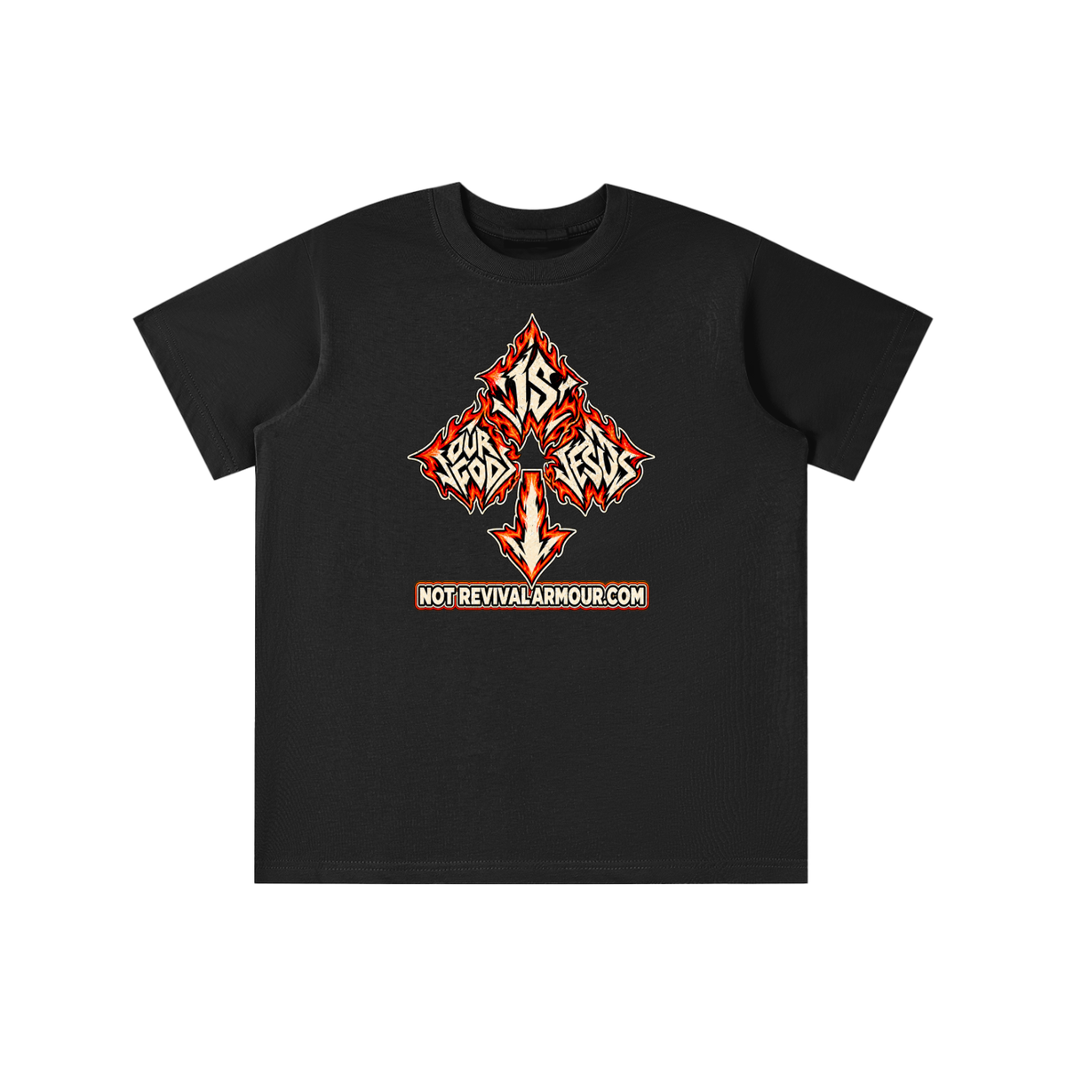 OUR GOD IS JESUS NOT REVIVALARMOUR.COM youth T-shirt