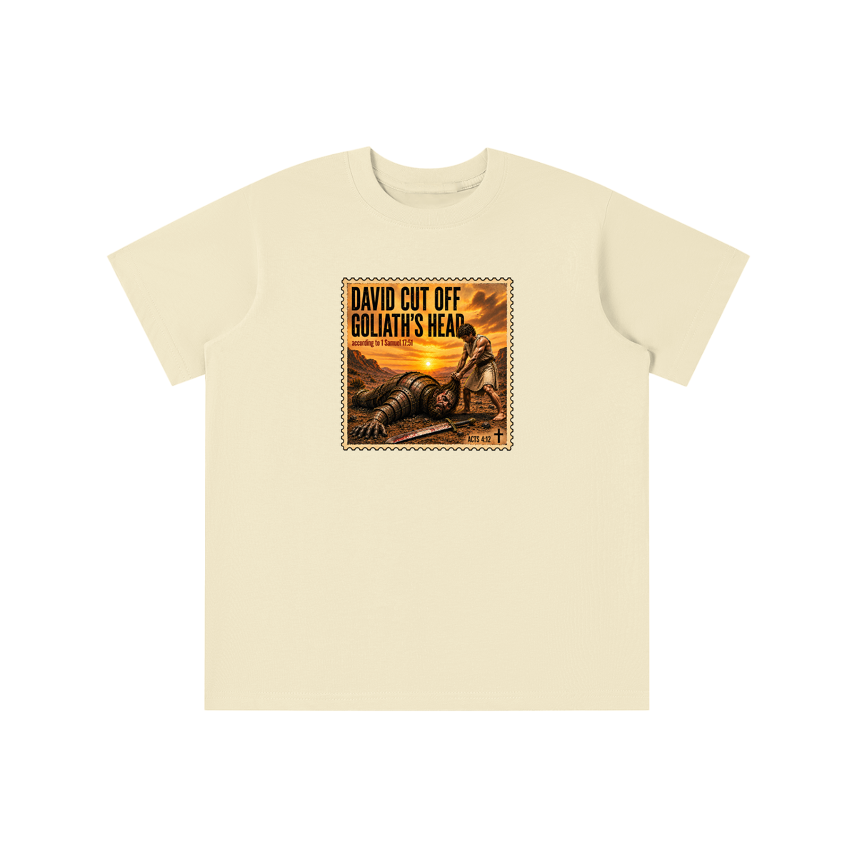 David cut off Goliath's head according to 1 Samuel 17:51 youth T-shirt