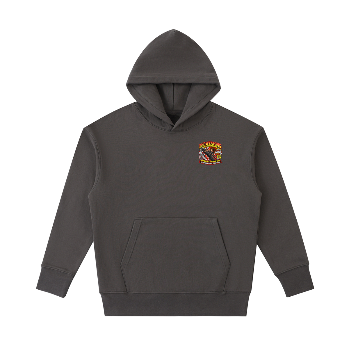 THE WEAPONS OF OUR WARFARE ARE NOT CARNAL INSPIRED BY 2 CORINTHIANS 10:4 BUT MIGHTY THROUGH GOD TO THE PULLING DOWN OF STRONG HOLDS REVIVAL ARMOUR Hoodie