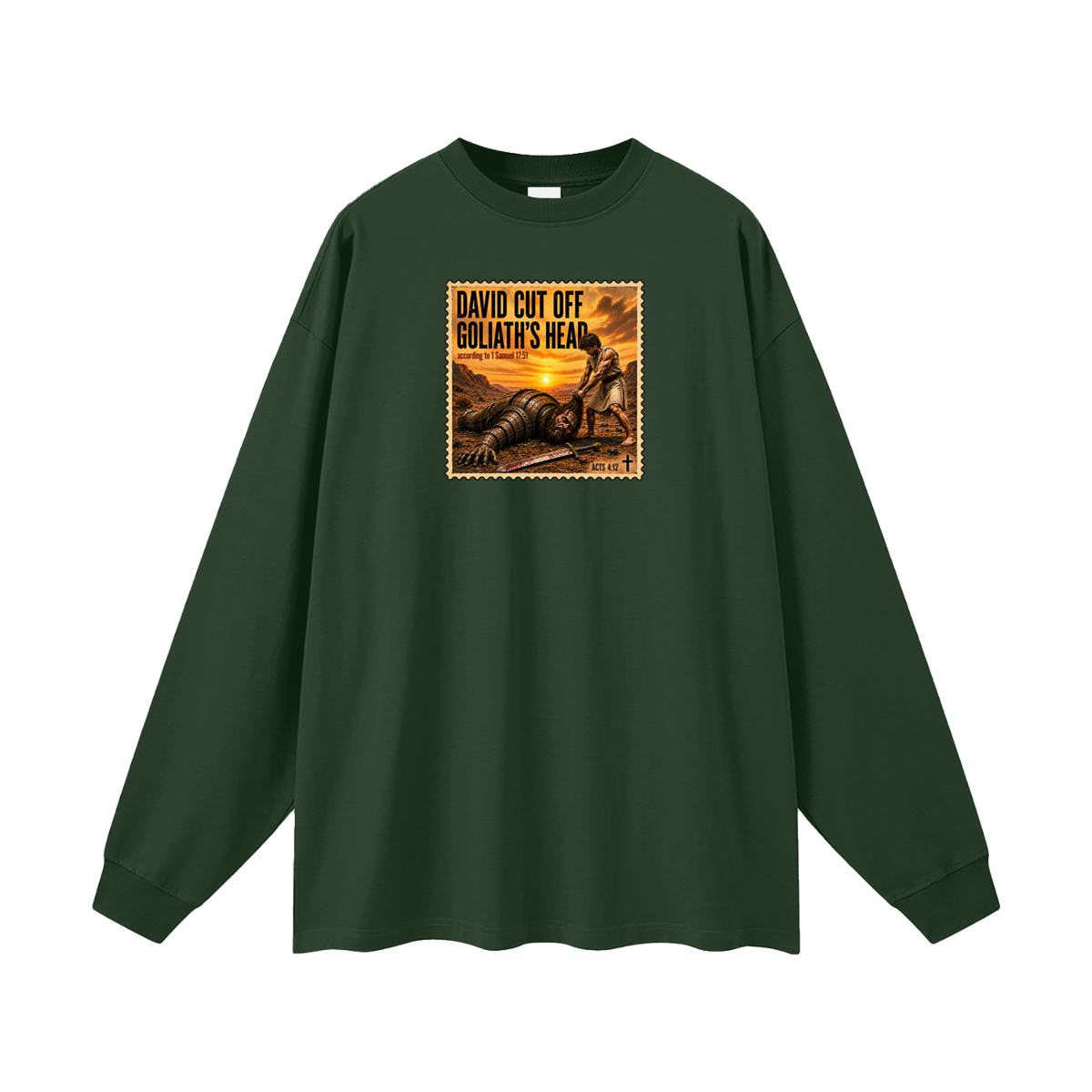 David cut off Goliath's head according to 1 Samuel 17:51 Long Sleeve T-Shirt