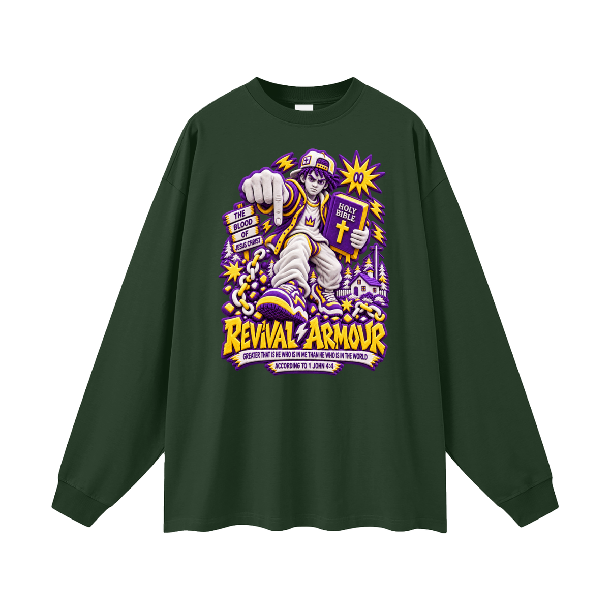GREATER THAT IS HE WHO IS IN ME THAN WHO IS IN THE WORLD ACCORDING TO 1 JOHN 4:4 Long Sleeve T-Shirt