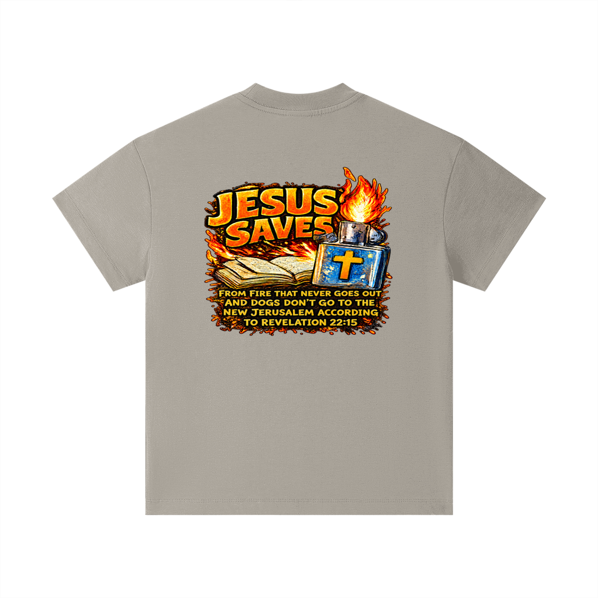 JESUS SAVES FROM IRE THAT GOES OUT AND DOGS DON'T GO TO THE NEW JERUSALEM ACCORDING TO REVELATION 22:15 Kids T-Shirt