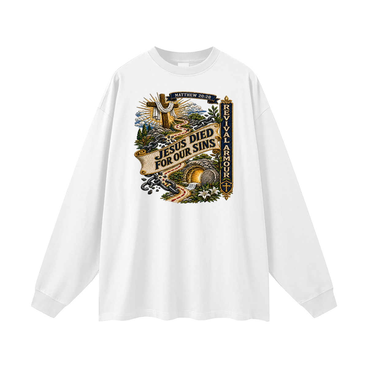 MATTHEW 20:28 Jesus died for our sins REVIVAL ARMOUR Long Sleeve T-Shirt