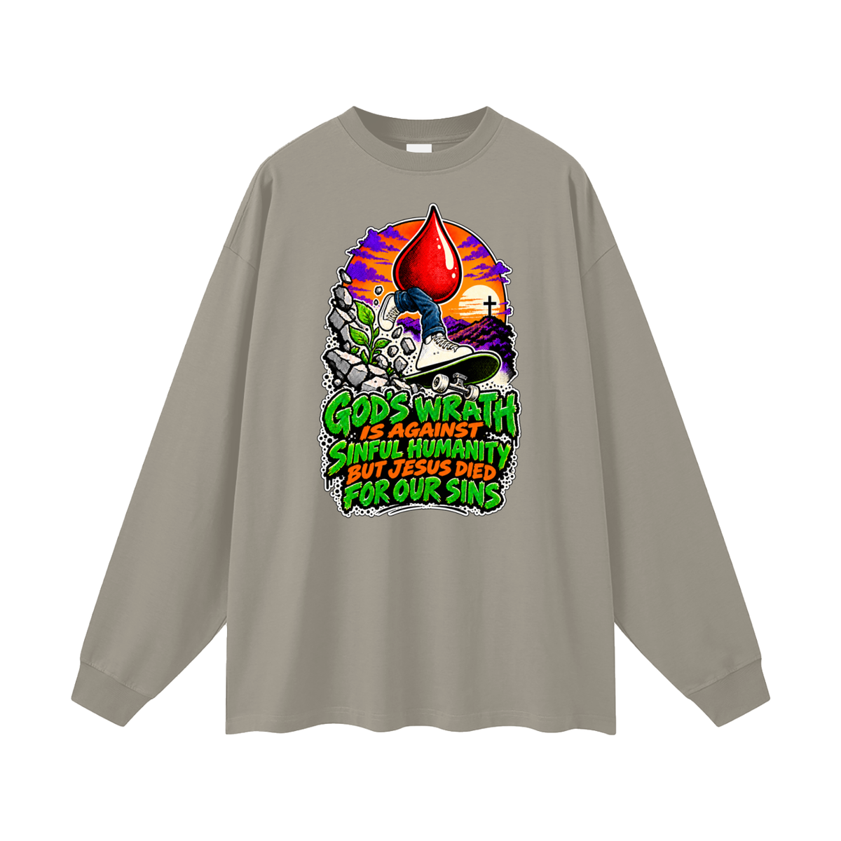GOD'S WRATH IS AGAINST SINFUL HUMANITY BUT JESUS DIED FOR OUR SINS Long Sleeve T-Shirt