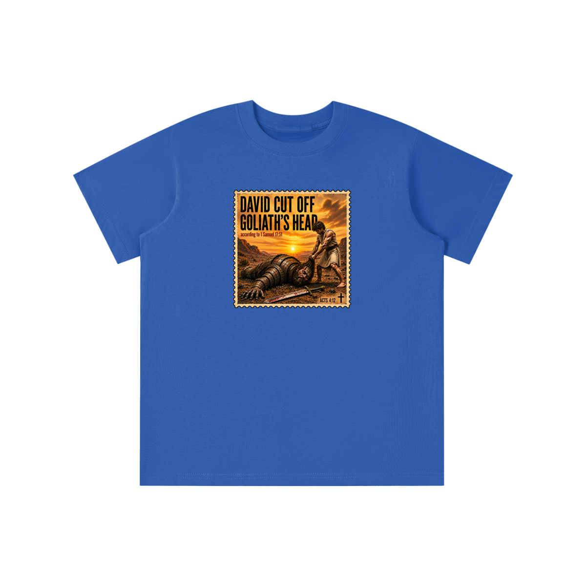 David cut off Goliath's head according to 1 Samuel 17:51 youth T-shirt