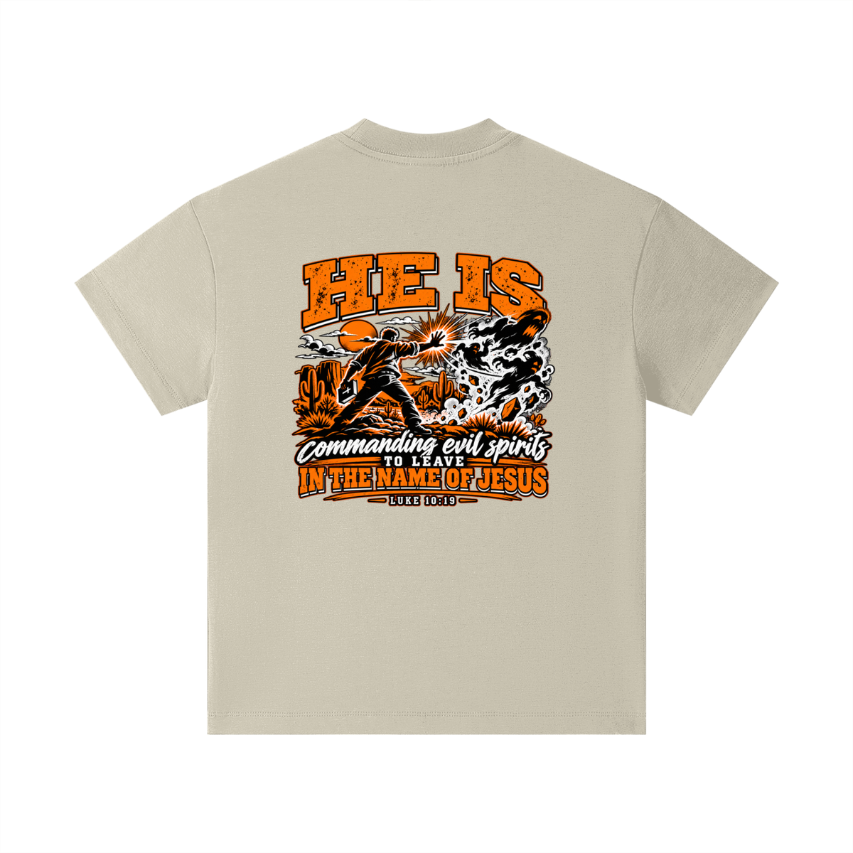 THE WEAPONS OF OUR WARFARE ARE NOT CARNAL HE IS COMMANDING EVIL SPIRITS TO LEAVE IN THE NAME OF JESUS - LUKE 10:19 - Kids T-Shirt