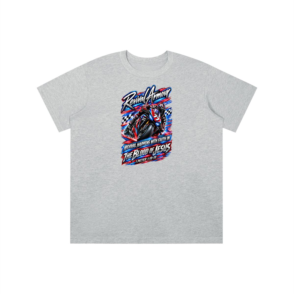 REVIVAL ARMOUR REVIVAL HAPPENS WITH FAITH IN THE BLOOD OF JESUS 1 PETER 1:18-19 youth T-shirt