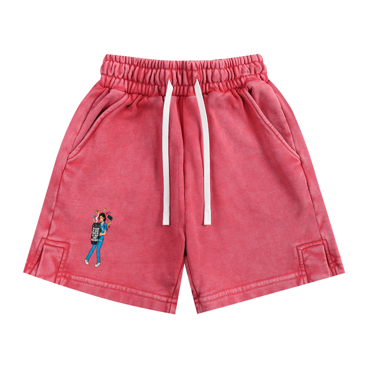 THE BLOOD OF JESUS SAVES ME ALL NIGHT I DON'T NEED DRUGS Kids' Shorts