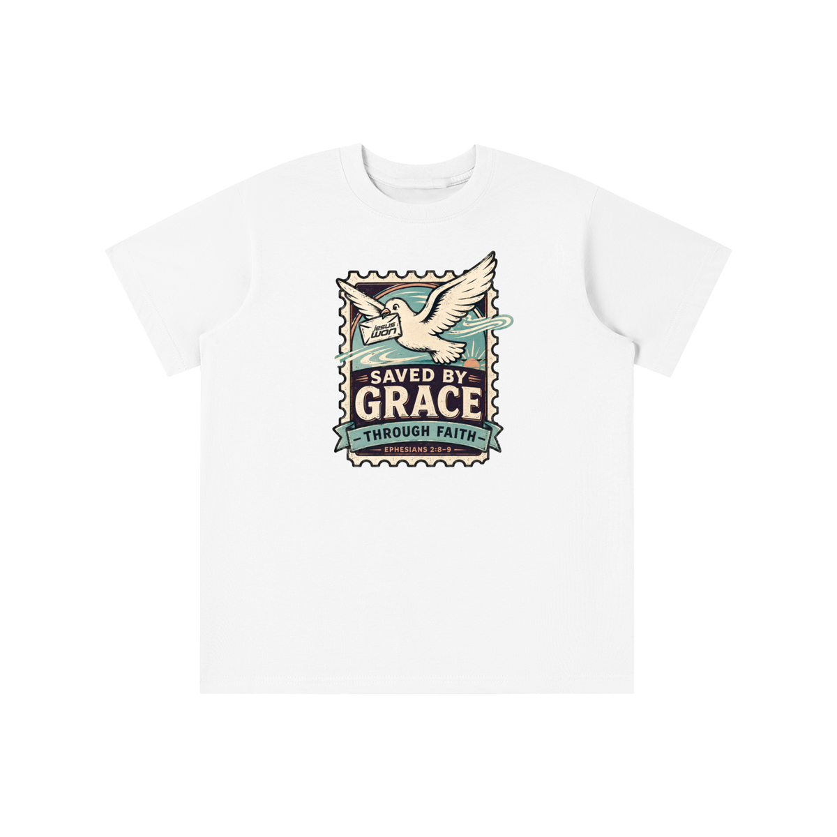 SAVED BY GRACE -THROUGH FAITH- - EPHESIANS 2:8-9 - youth T-shirt