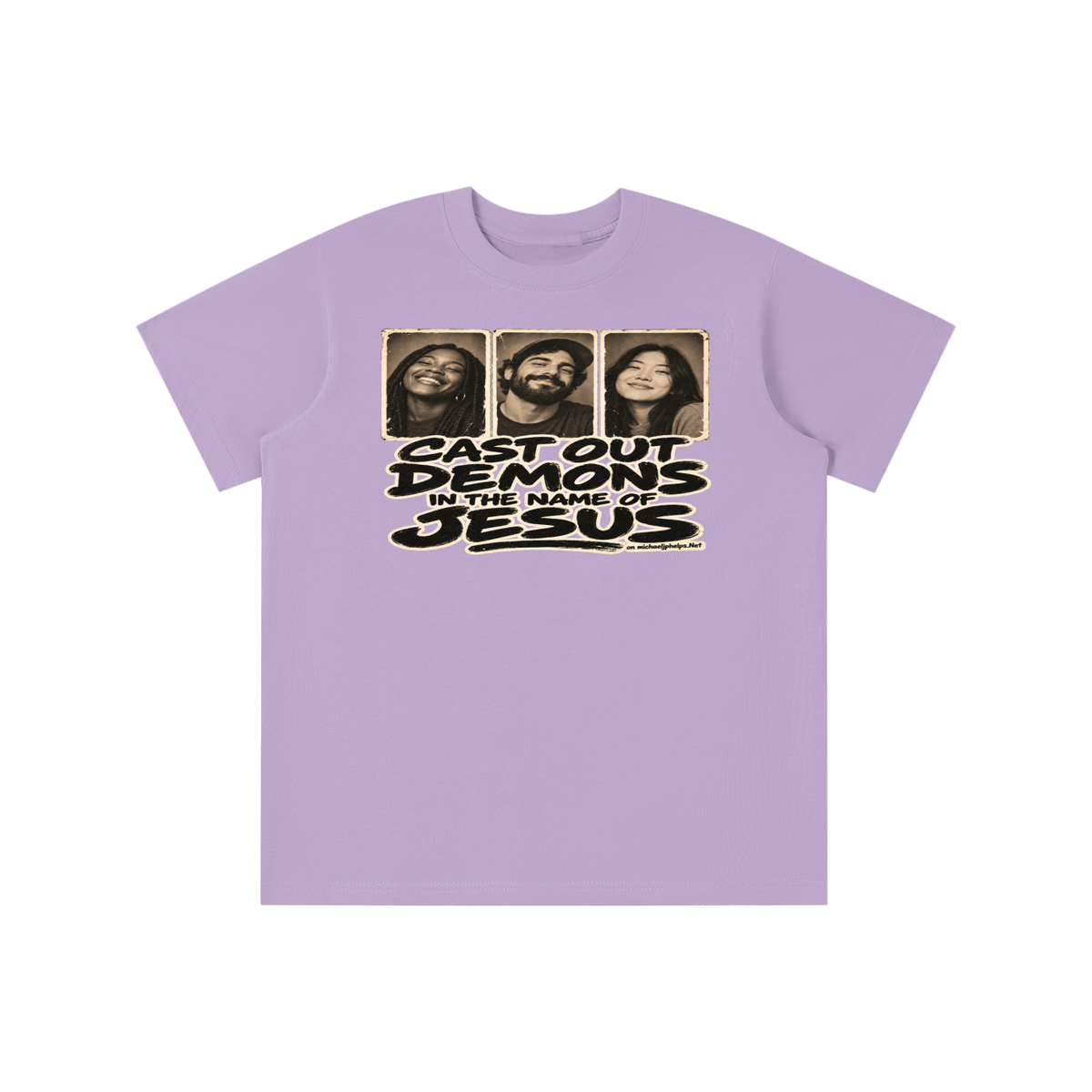 Cast out demons in the name of Jesus on Michaeljphelps.Net youth T-shirt
