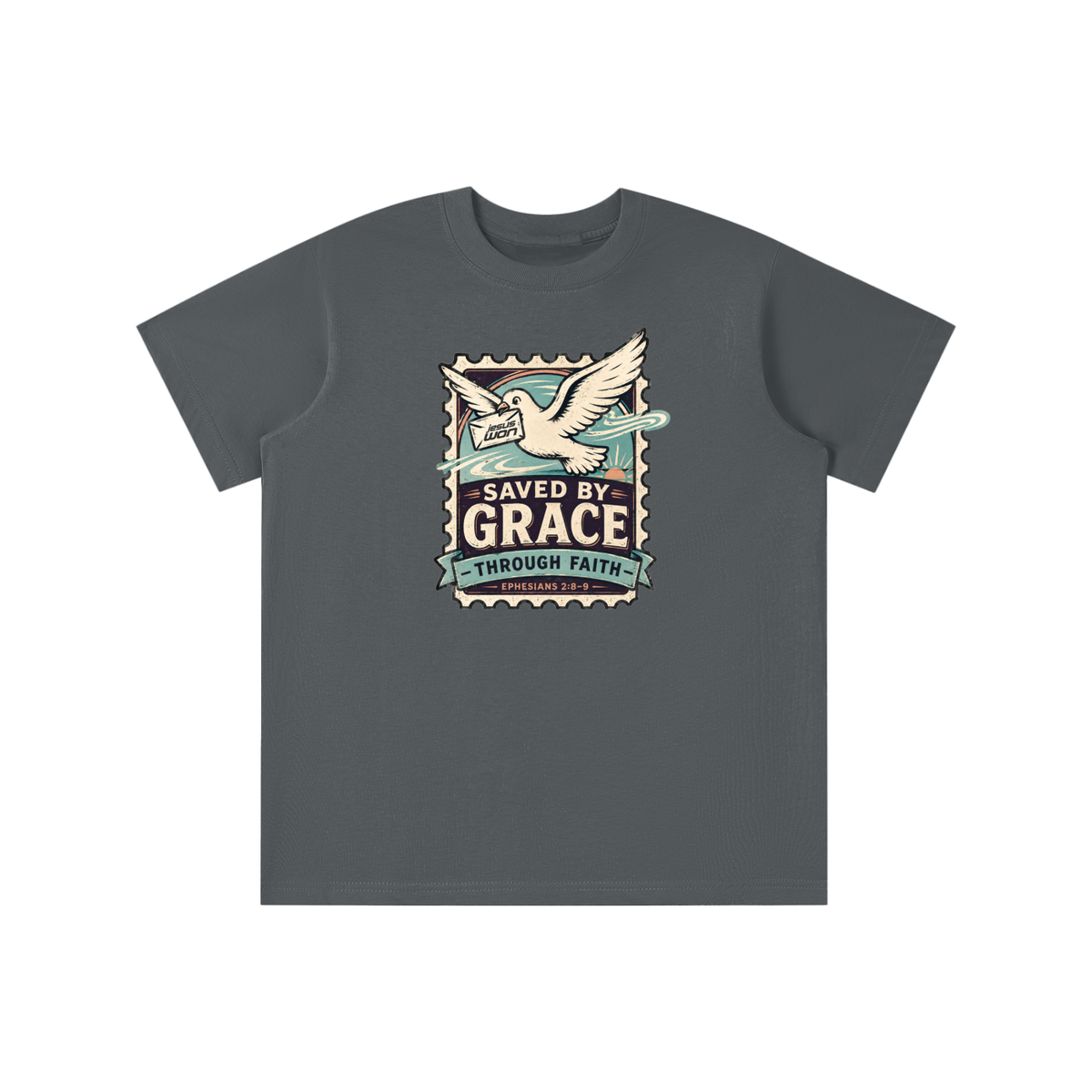 SAVED BY GRACE -THROUGH FAITH- - EPHESIANS 2:8-9 - youth T-shirt