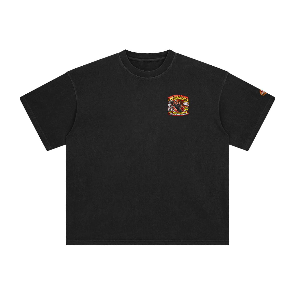 THE WEAPONS OF OUR WARFARE ARE NOT CARNAL INSPIRED BY 2 CORINTHIANS 10:4 BUT MIGHTY THROUGH GOD TO THE PULLING DOWN OF STRONG HOLDS REVIVAL ARMOUR T-Shirt