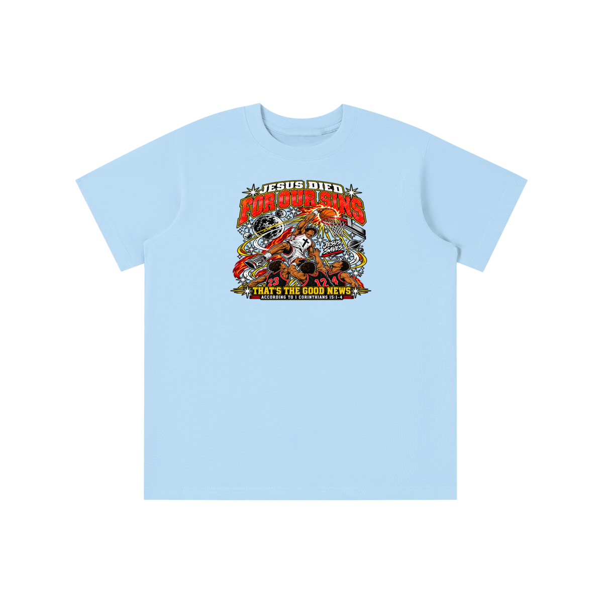 Jesus died for our sins that's the good news according to 1 Corinthians 15:1-4 youthT-shirt