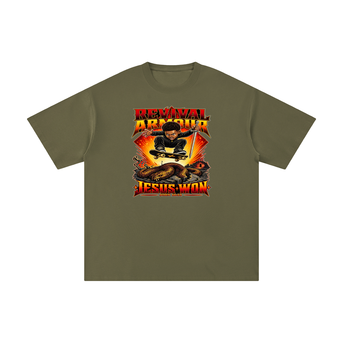 REVIVAL ARMOUR JESUS * WON - JOHN 16:33 - T-Shirt