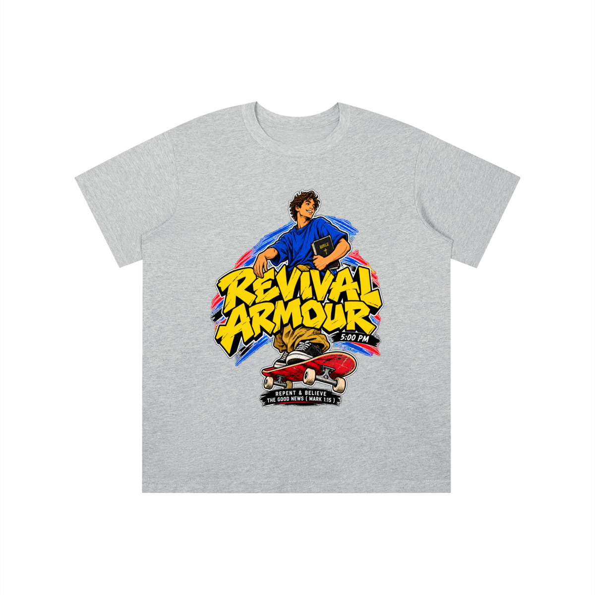 REVIVAL ARMOUR 5:00PM REPENT & BELIEVE THE GOOD NEWS ( MARK 1:15 ) youth T-shirt