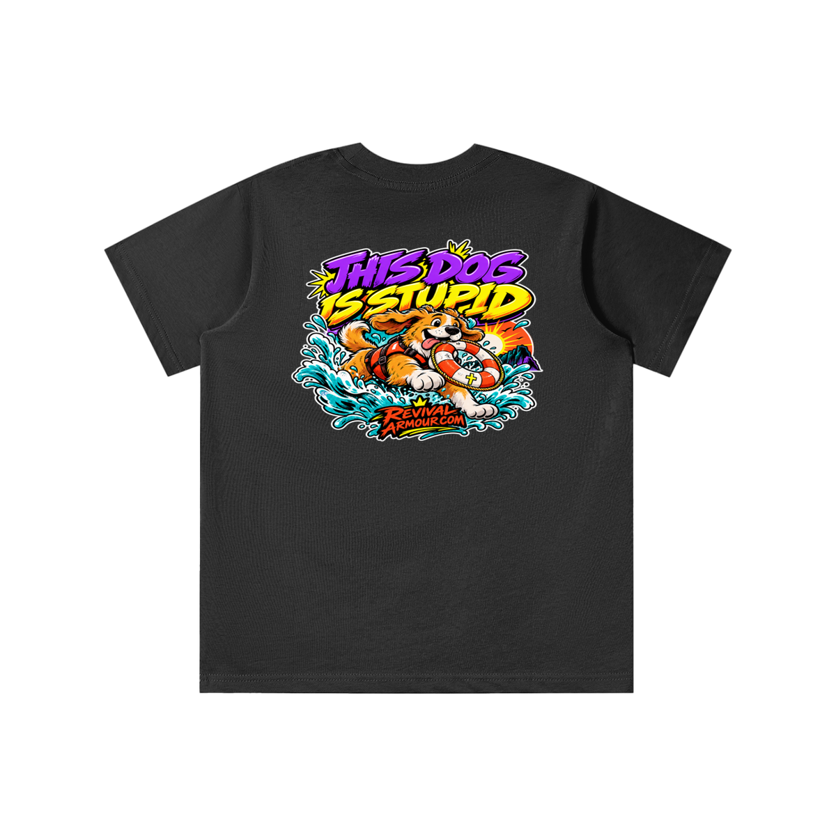 THIS DOG IS STUPID REVIVALARMOUR.COM youth T-shirt
