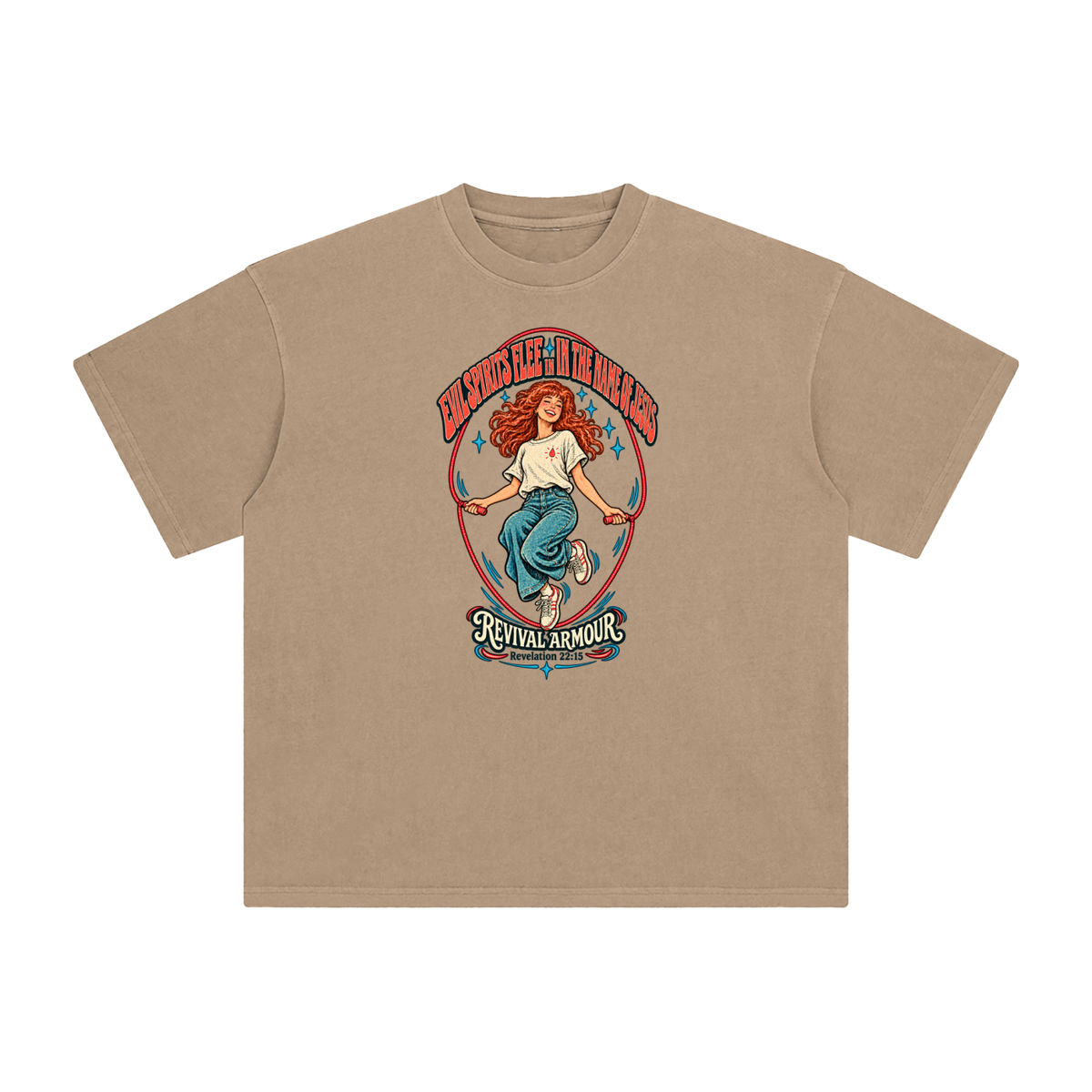 EVIL SPIRITS FLEE IN THE NAME OF JESUS REVIVAL ARMOUR *Revelation 22:15* T-Shirt