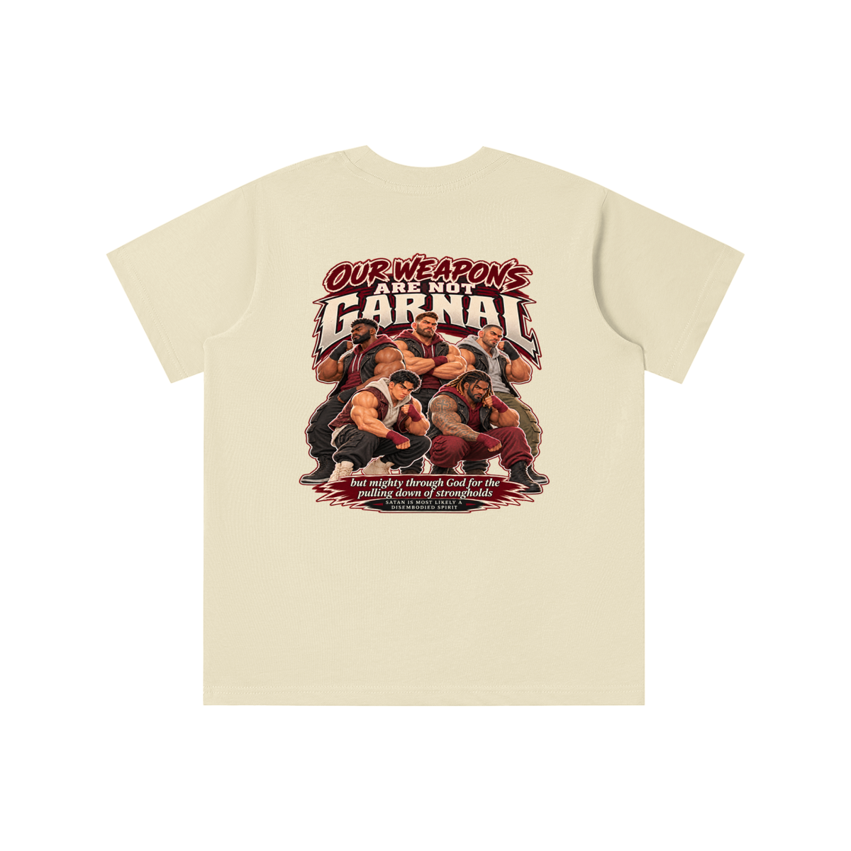 HUMANS ARE STUPID (Jeremiah 4:22) OUR WEAPONS ARE NOT CARNAL but mighty through God for the pulling down of strongholds SATAN IS MOST LIKELY A DISEMBODIED SPIRIT youth T-shirt