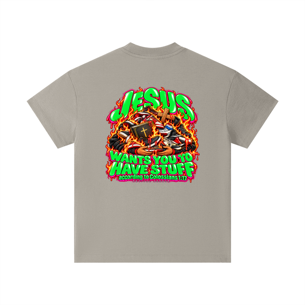 JESUS WANTS YOU TO HAVE STUFF according to COLLISIANS 1:17 Kids T-Shirt