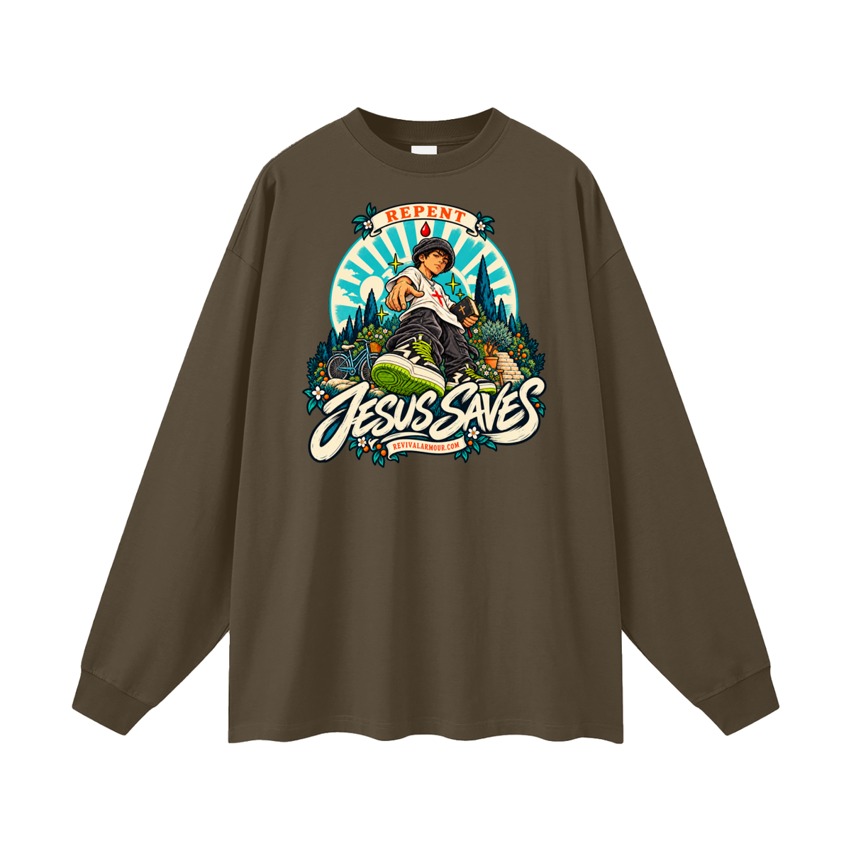 REPENT JESUS SAVES REVIVALARMOUR.COM Long Sleeve T-Shirt