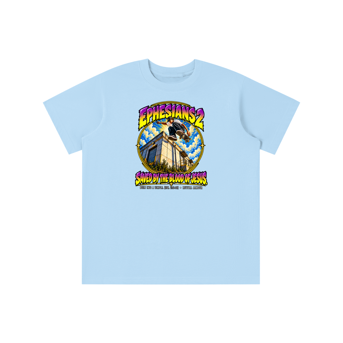 EPHESIANS 2 SAVED BY THE BLOOD OF JESUS BUILT INTO A TEMPLE. (EPH. 2:13-22) youth T-shirt