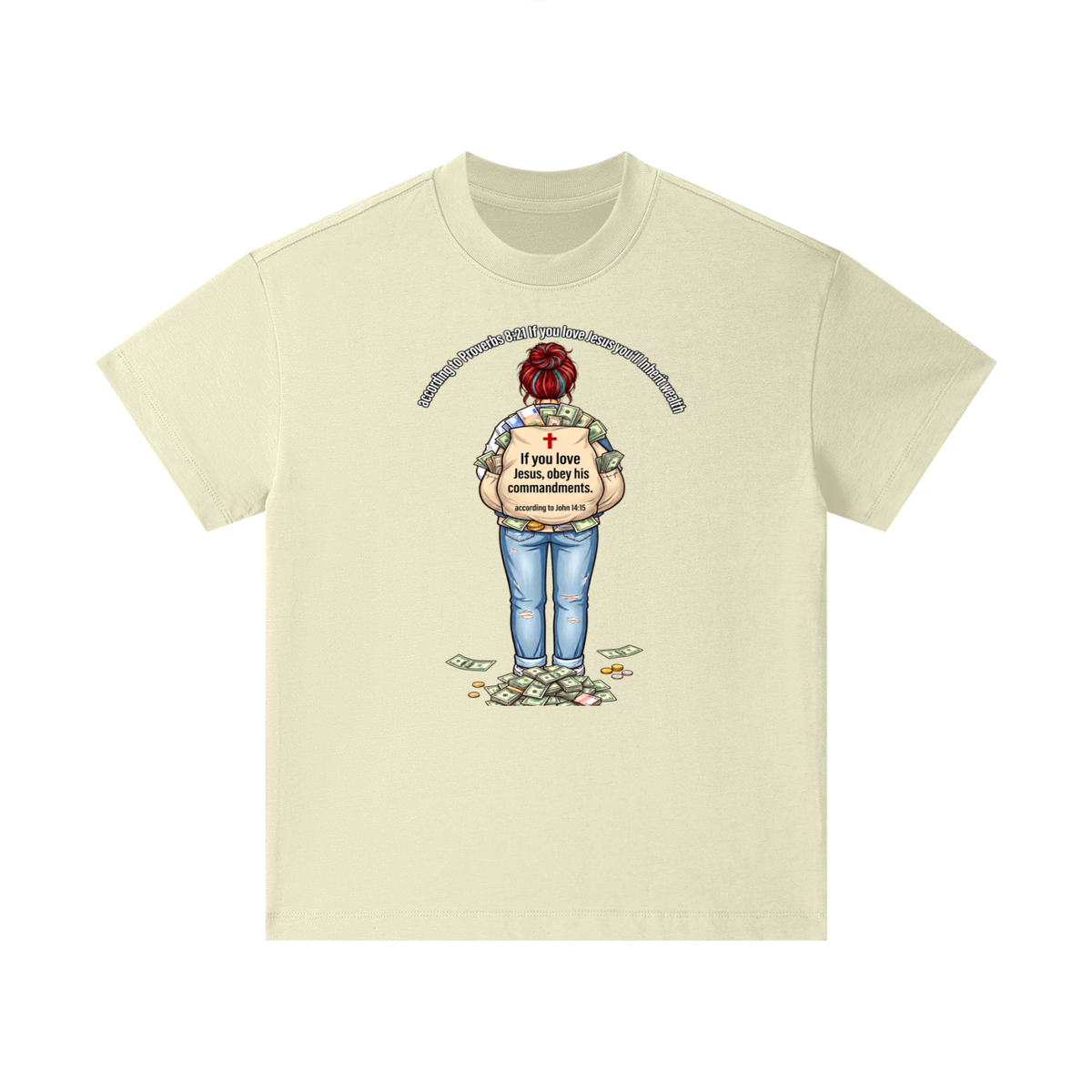 according to Proverbs 8:21 If you love Jesus you'll Inherit wealth If you love Jesus, obey his commandments according to John 14:15 Kids T-Shirt