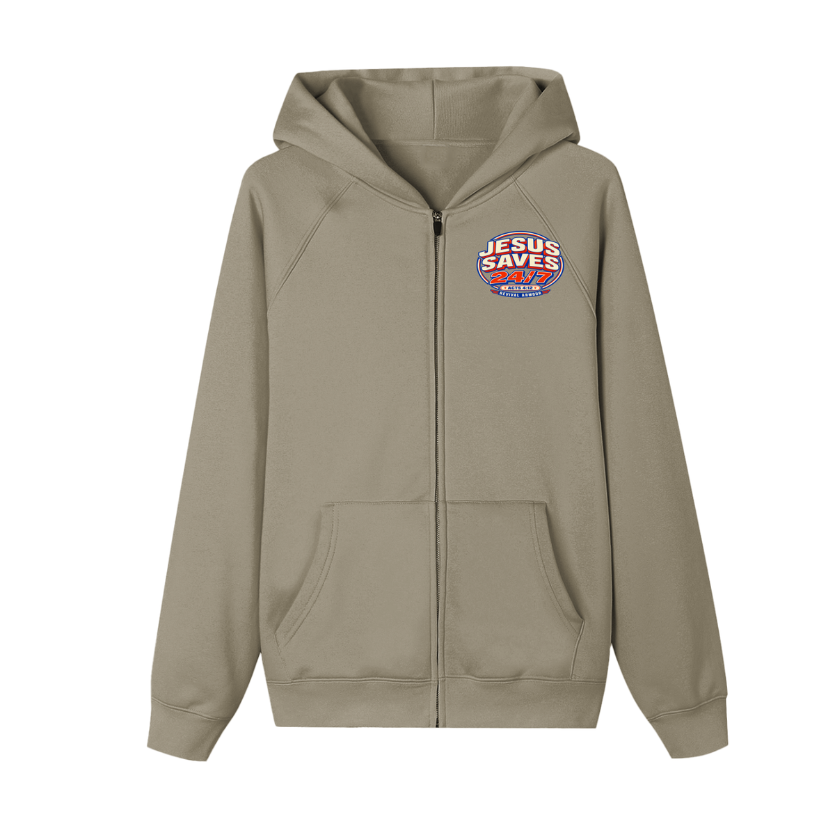 Jesus saves 24/7 Zip-up Fleece Hoodie Jacket