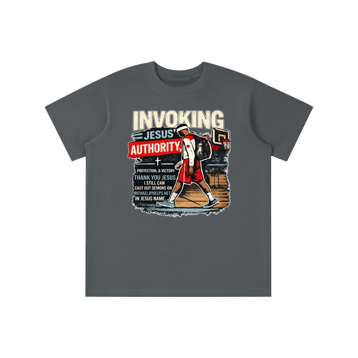 INVOKING JESUS' AUTHORITY, PROTECTION, & VICTORY THANK YOU JESUS I STILL CAN CAST OUT DEMONS ON MICHAELJPHELPS.NET IN JESUS NAME. youth T-shirt