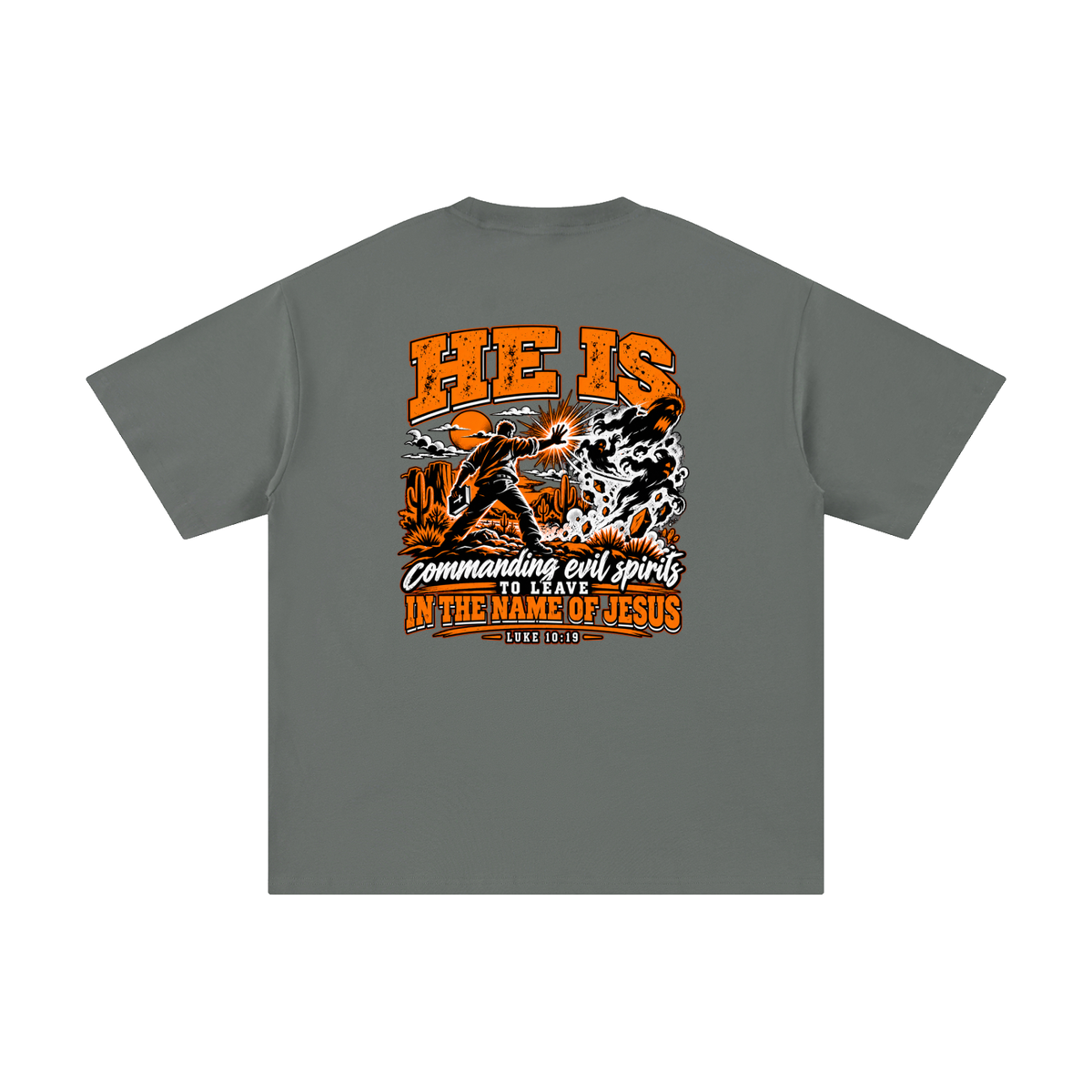 THE WEAPONS OF OUR WARFARE ARE NOT CARNAL HE IS COMMANDING EVIL SPIRITS TO LEAVE IN THE NAME OF JESUS - LUKE 10:19 - T-Shirt
